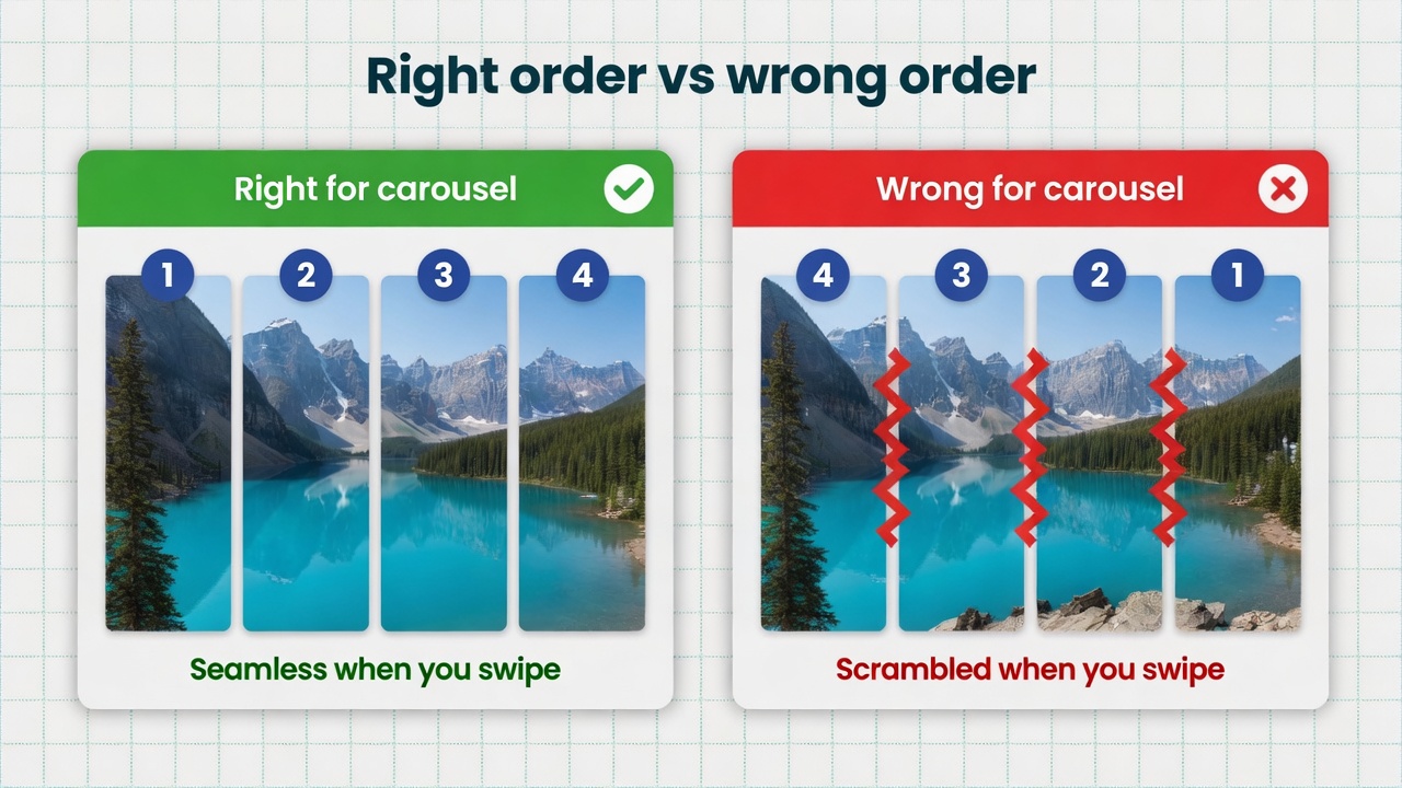 Right order 1-2-3-4 seamless versus wrong reverse order 4-3-2-1