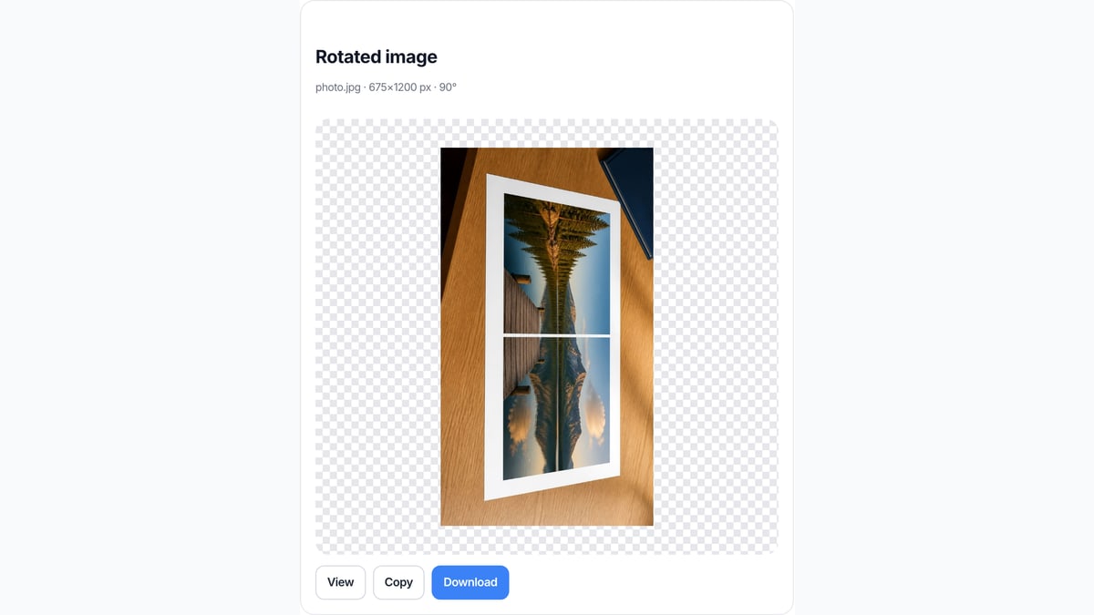 Download controls under the rotated preview once the file is already the turned image
